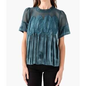 NEW FATE BY LFD lush lace babydoll top in teal green